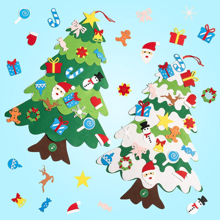 Árbol de Navidad de Fieltro con 32 Piezas + Luces LED – Decoración Educativa para Niños