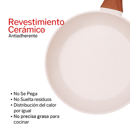 Conjunto Completo de 10 Piezas en Acero Inoxidable con Revestimiento de Cerámica y Mangos de Madera